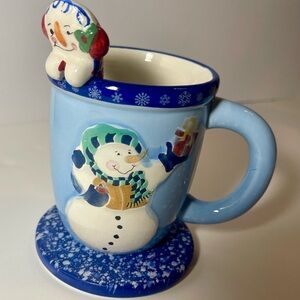 Festive Snowman Blue Mug